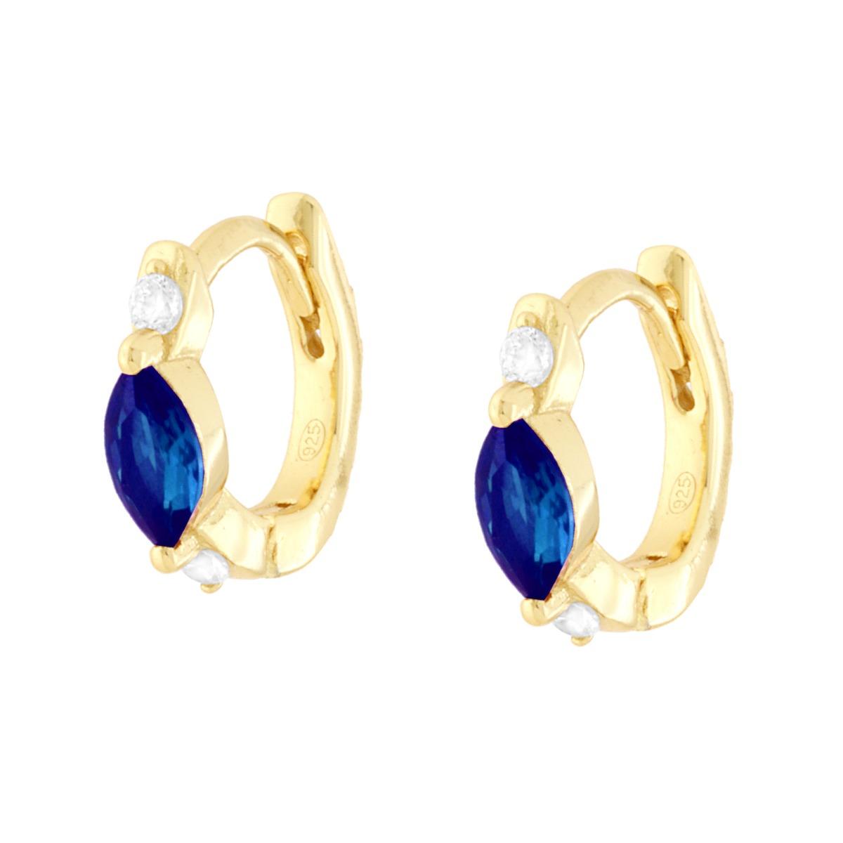 Orecchini cerchio 13mm blu zaffiro e zirconi bianchi  - argento 925  gold