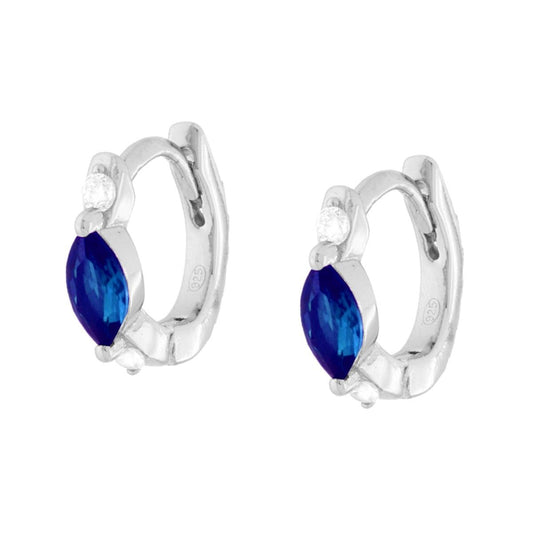 Orecchini cerchio 13mm blu zaffiro  e zirconi bianchi  - argento 925