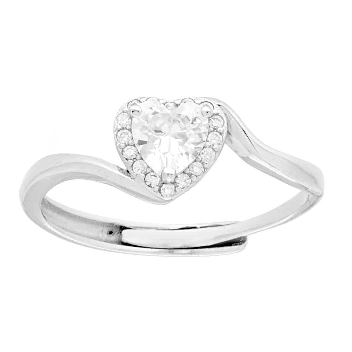 Anello cuore bianco abbraccio - argento 925