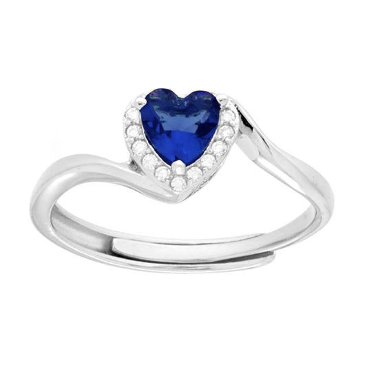 Anello cuore blu abbraccio - argento 925