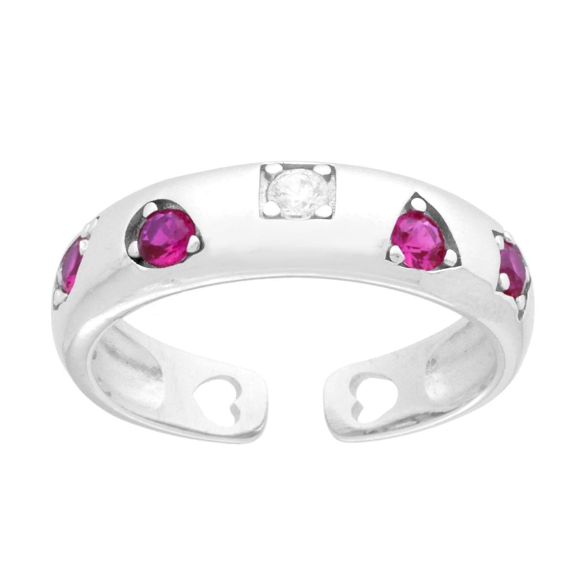 Anello fascia zirconi fantasy fucsia   - argento 925