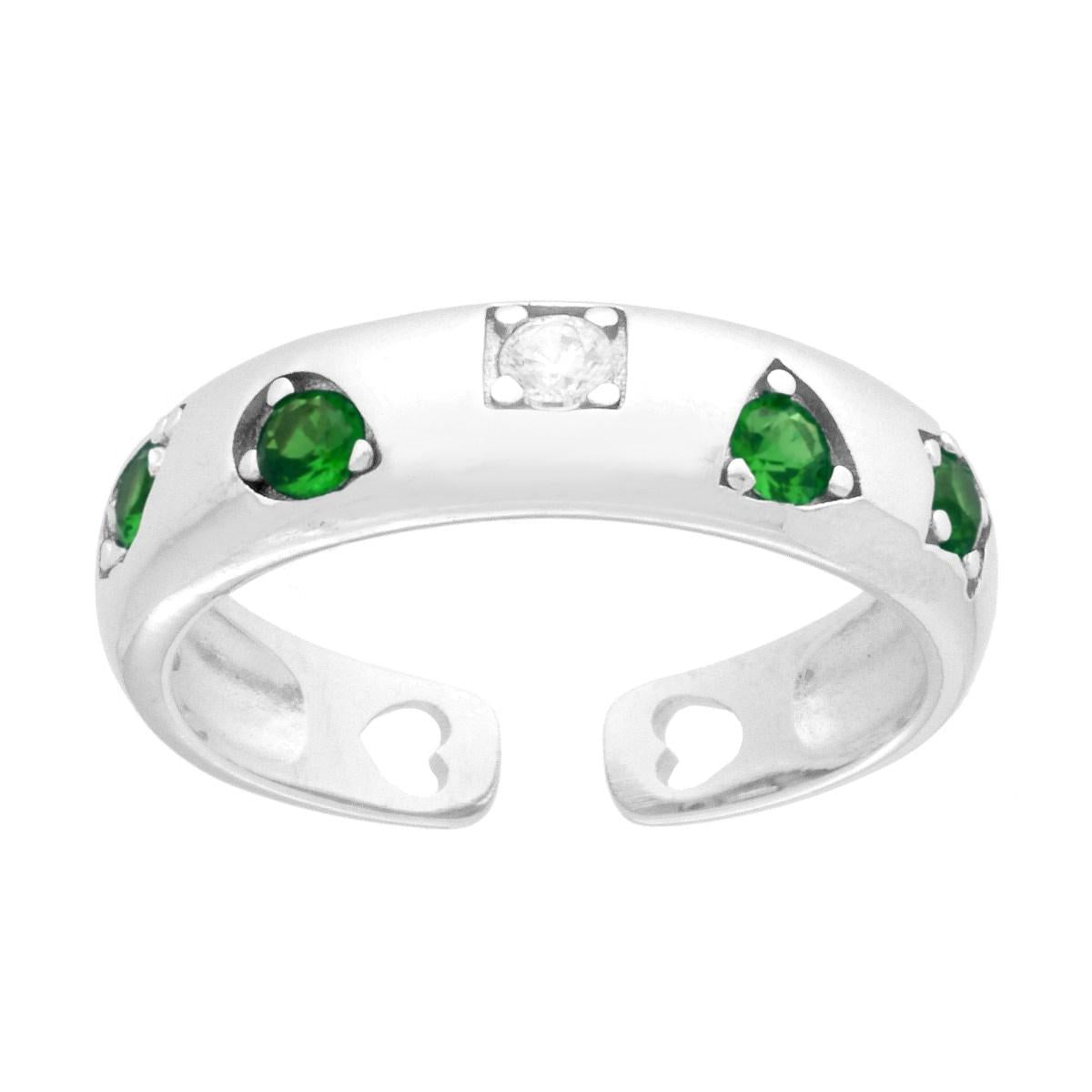 Anello fascia zirconi fantasi verde smeraldo  - argento 925