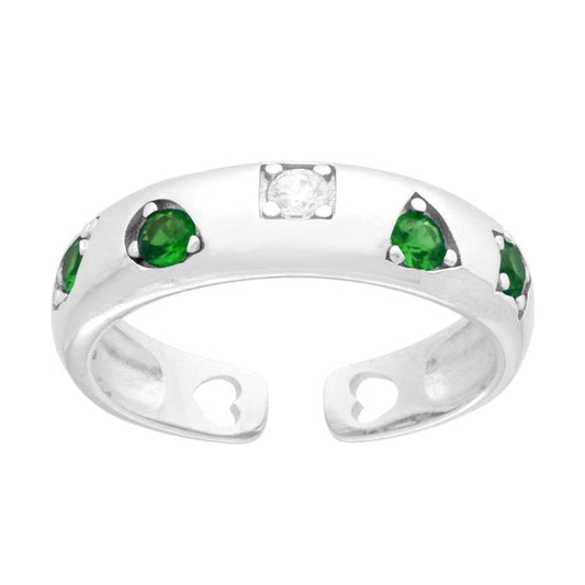 Anello fascia zirconi fantasi verde smeraldo  - argento 925