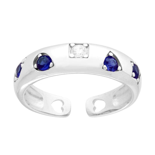 Anello fascia zirconi fantasy blu   - argento 925