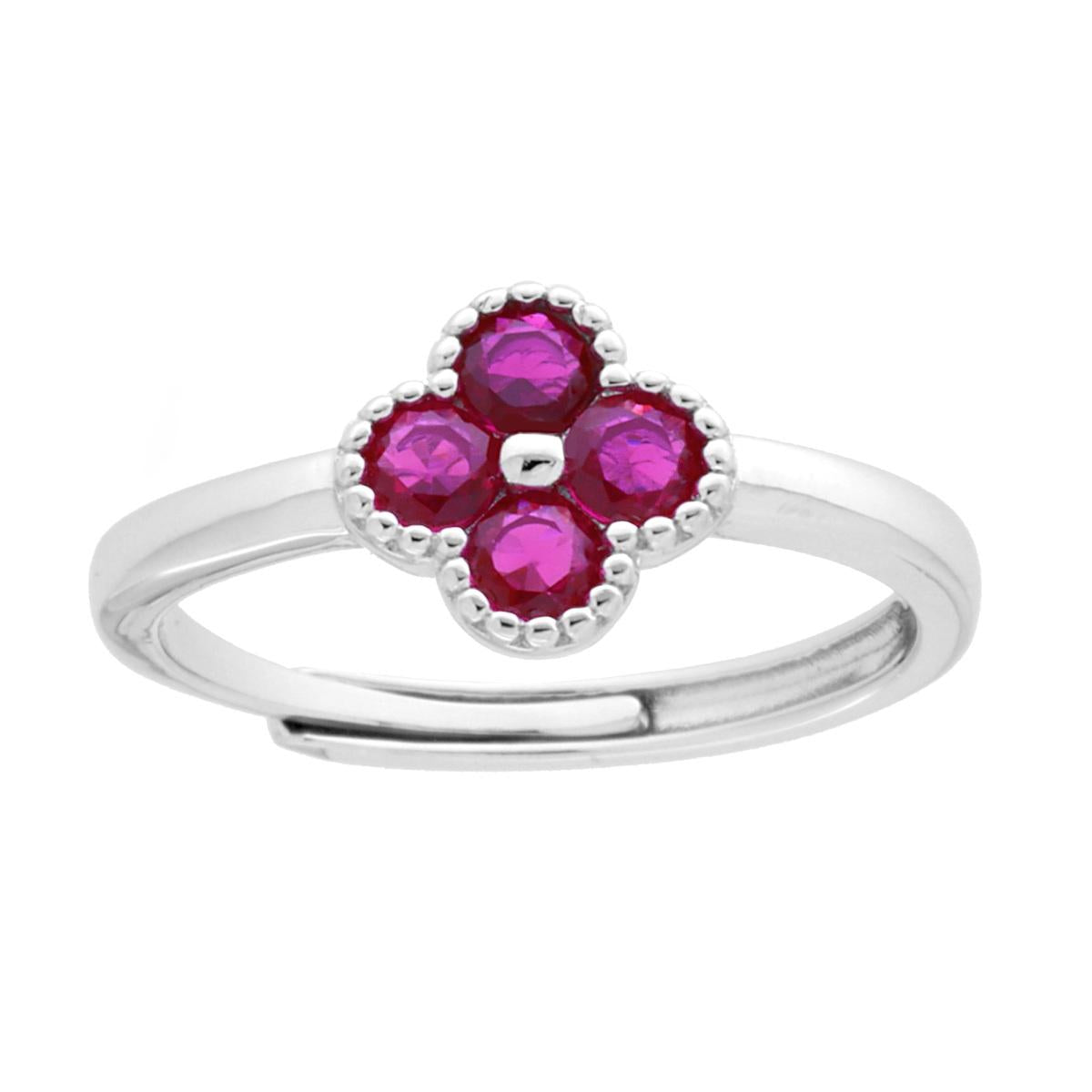 Anello fiore  fucsia  - argento 925