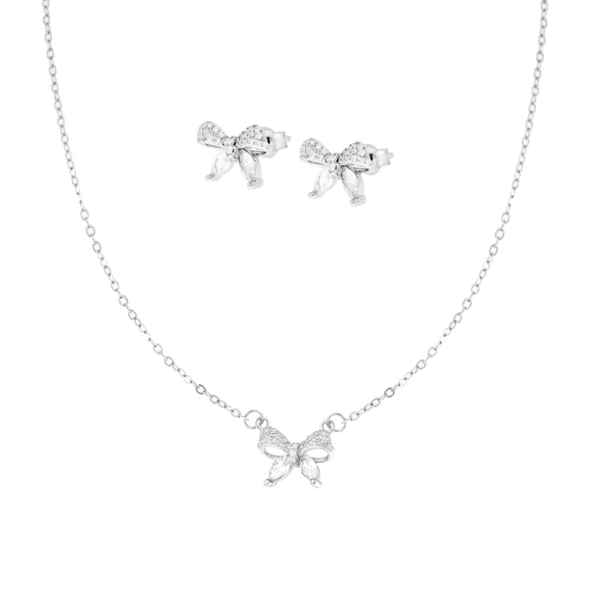 Set fiocco zirconato - argento 925