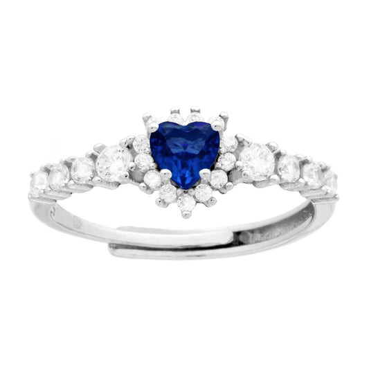 Anello veretta cuore blu zaffiro  - argento 925