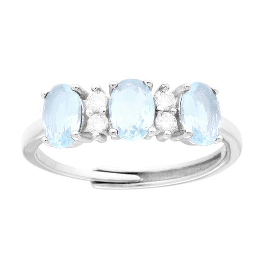 Anello trilogy ovale acquamarina - argento 925