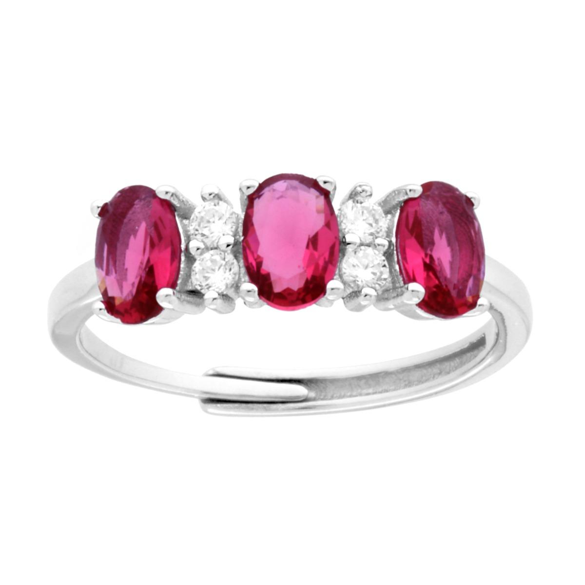 Anello trilogy ovale rosso rubino - argento 925