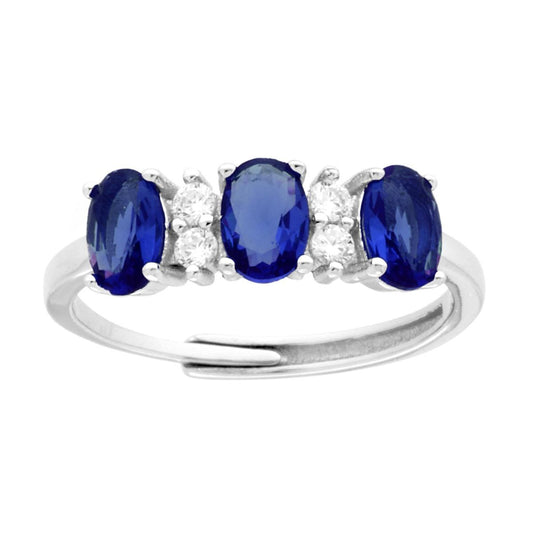 Anello trilogy ovale  blu zaffiro - argento 925