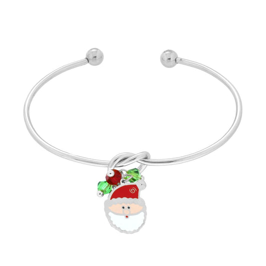 Bracciale rigido con babbo natale smaltato