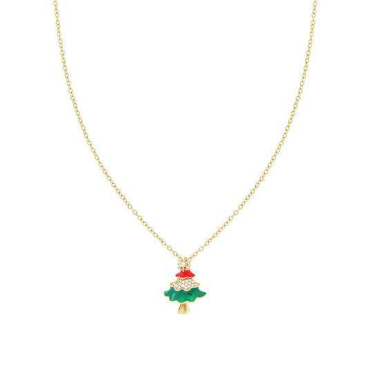 Collana albero di natale smaltato gold