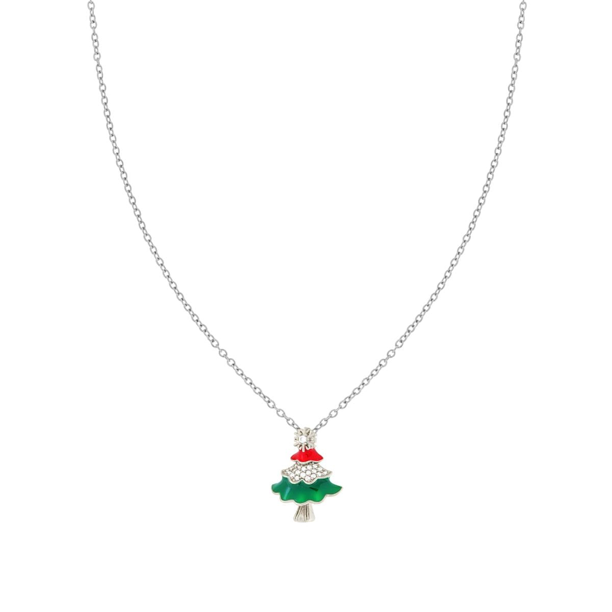 Collana albero di natale smaltato silver