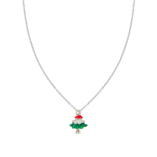 Collana albero di natale smaltato silver