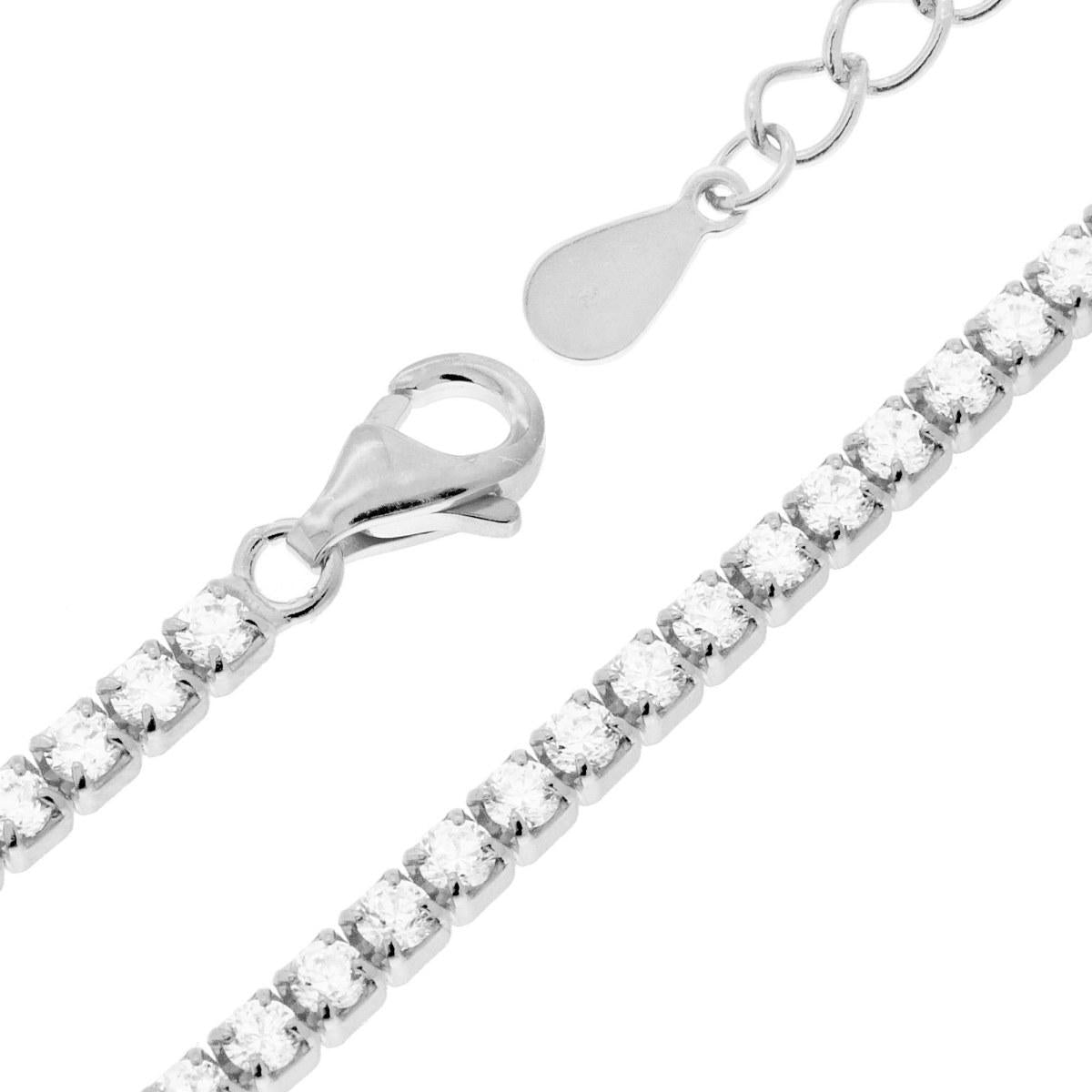 Bracciale tennis 2 mm zirconi bianchi  - argento 925