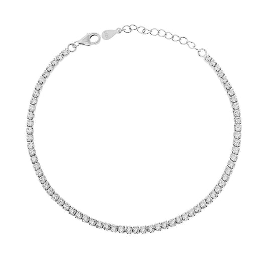 Bracciale tennis 2 mm zirconi bianchi  - argento 925