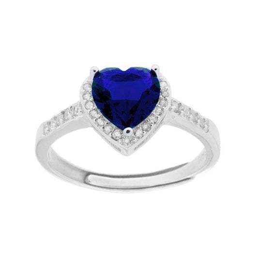 Anello con cuore blu zaffiro  - argento 925