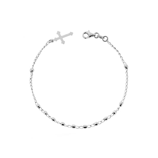 Bracciale rosario con croce pendente - argento 925