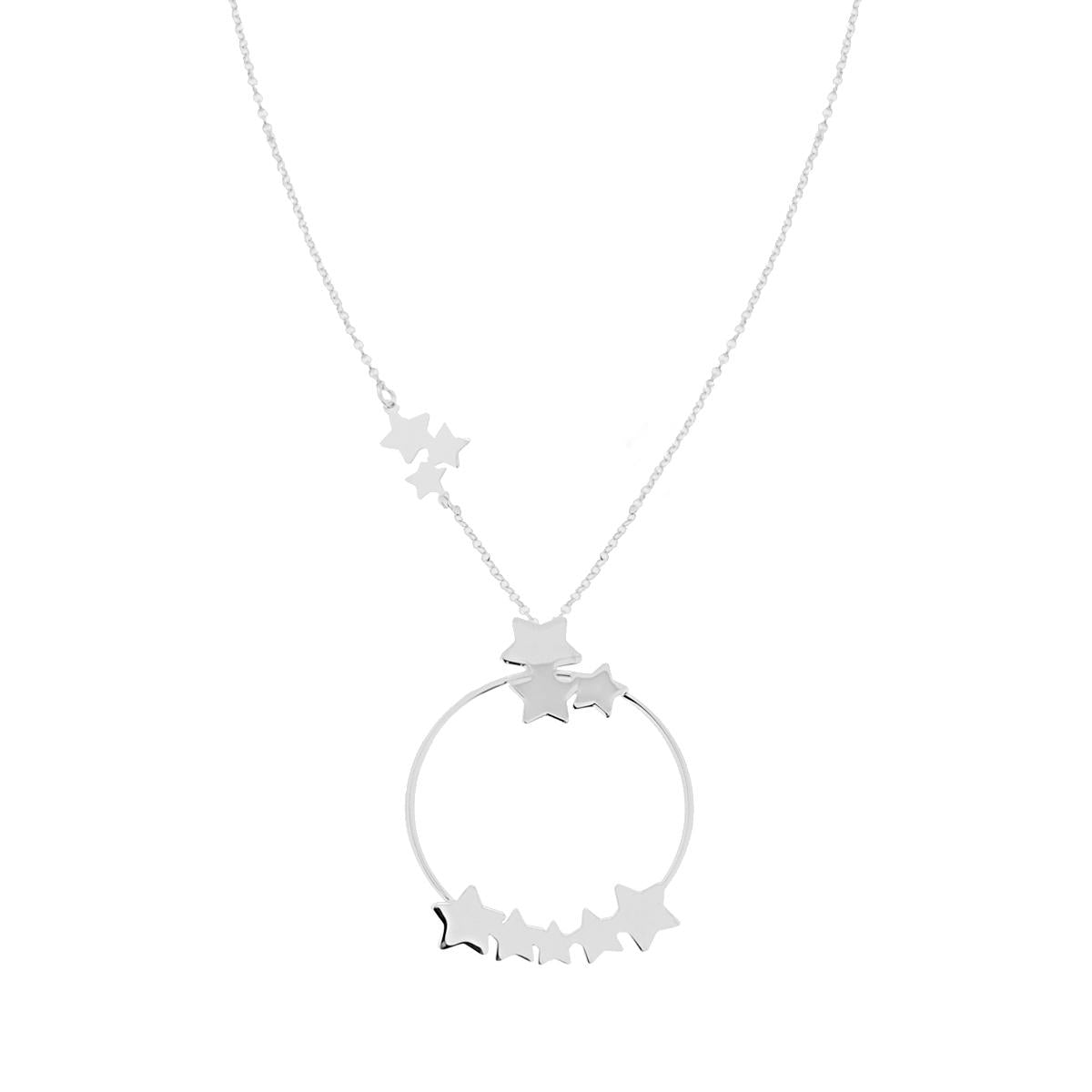 Collana lunga con stelle e cerchio - argento 925