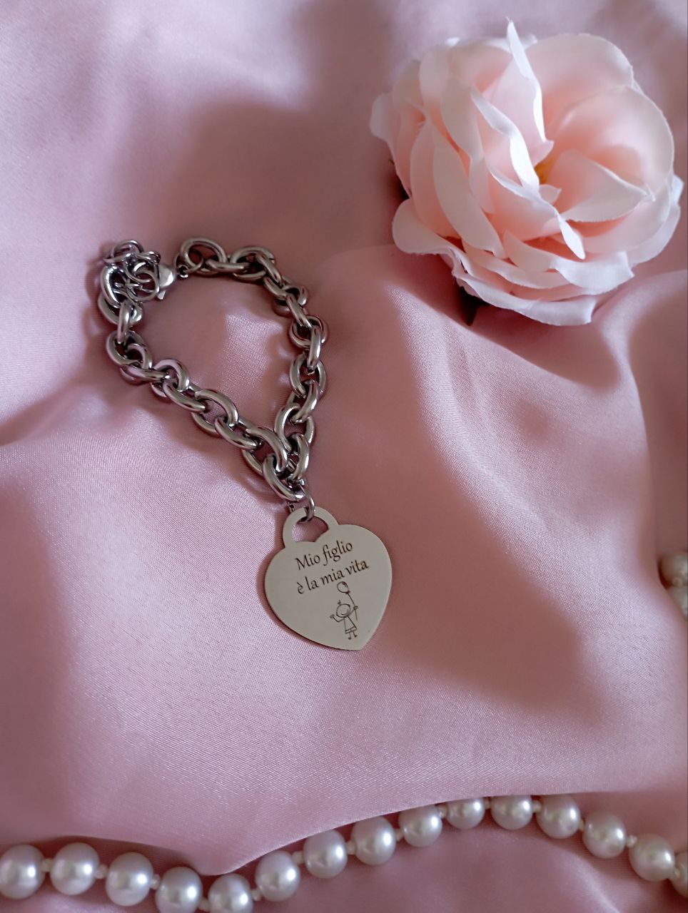 Bracciale catena con frase "MIO FIGLIO è LA MIA VITA "