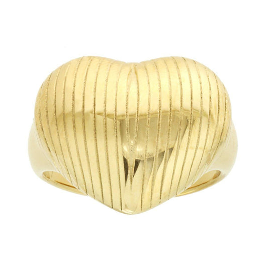 Anello cuore rigato gold