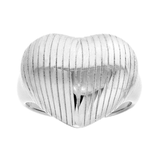 Anello cuore rigato silver