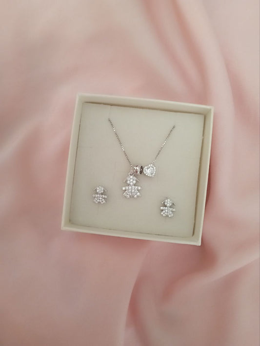 Set bimba e cuore bianco con separatore - argento 925