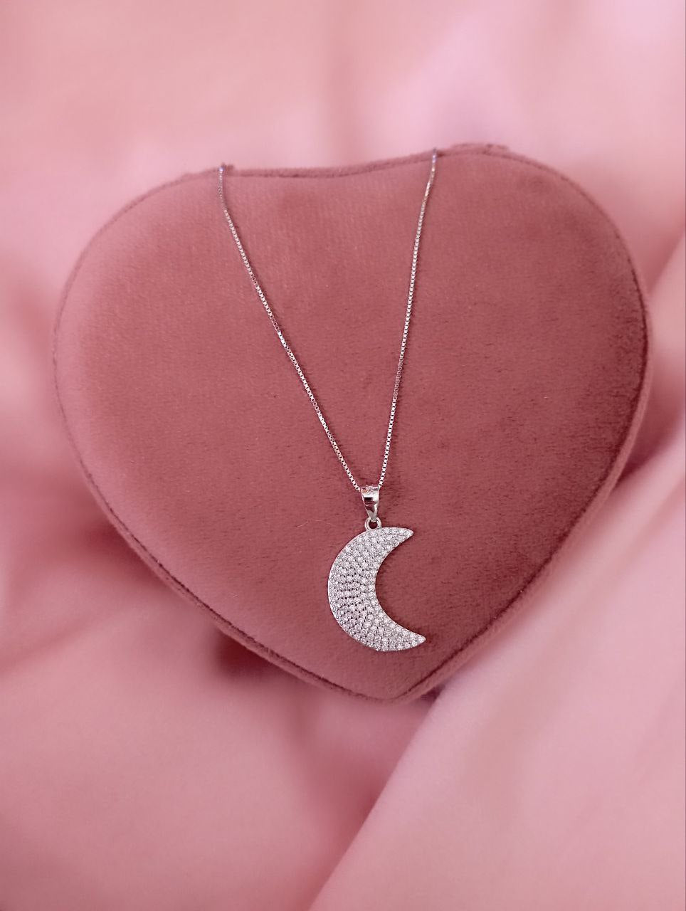 Collana veneziana con luna zirconata     - argento 925