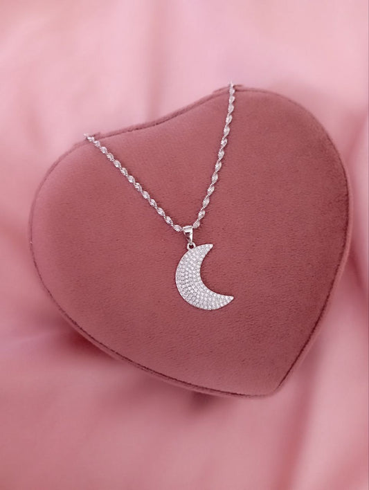 Collana singapore con luna pendente      - argento 925