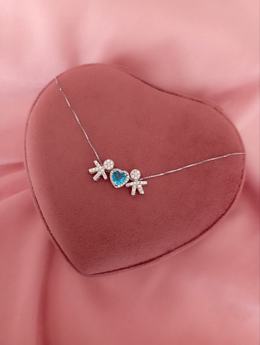 Collana bimbo cuore azzurro bimbo passanti    - argento 925