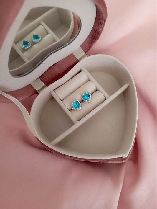 Orecchini cuore azzurro    - argento 925