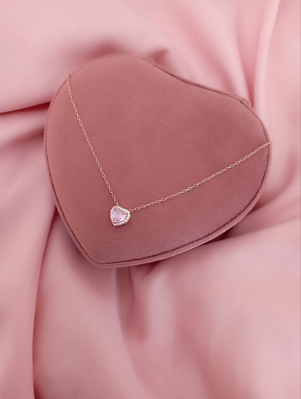 Collana rollo' rosè con cuore rosa  argento 925 rosè